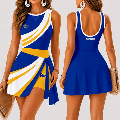 [MEGA SALE] MAKE IT PERSONAL NCAA FBS02 PIP PITTSBURGH PANTHERS WOMEN'S SUMMER SKORT DRESS