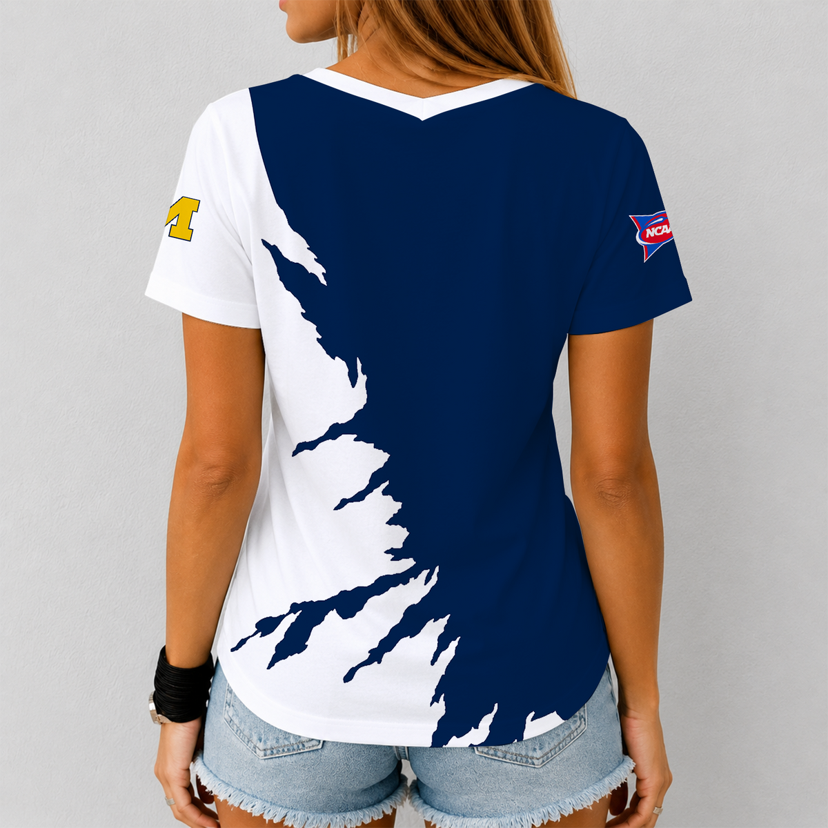 [MEGA SALE] MAKE IT PERSONAL NCAA FBS03 MIW MICHIGAN WOLVERINES V-NECK FEMALE SHIRT