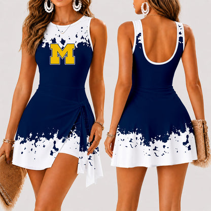 [MEGA SALE] MAKE IT PERSONAL NCAA FBS03 MIW MICHIGAN WOLVERINES WOMEN'S SUMMER SKORT DRESS