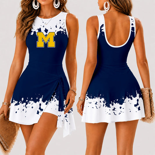 [MEGA SALE] MAKE IT PERSONAL NCAA FBS03 MIW MICHIGAN WOLVERINES WOMEN'S SUMMER SKORT DRESS