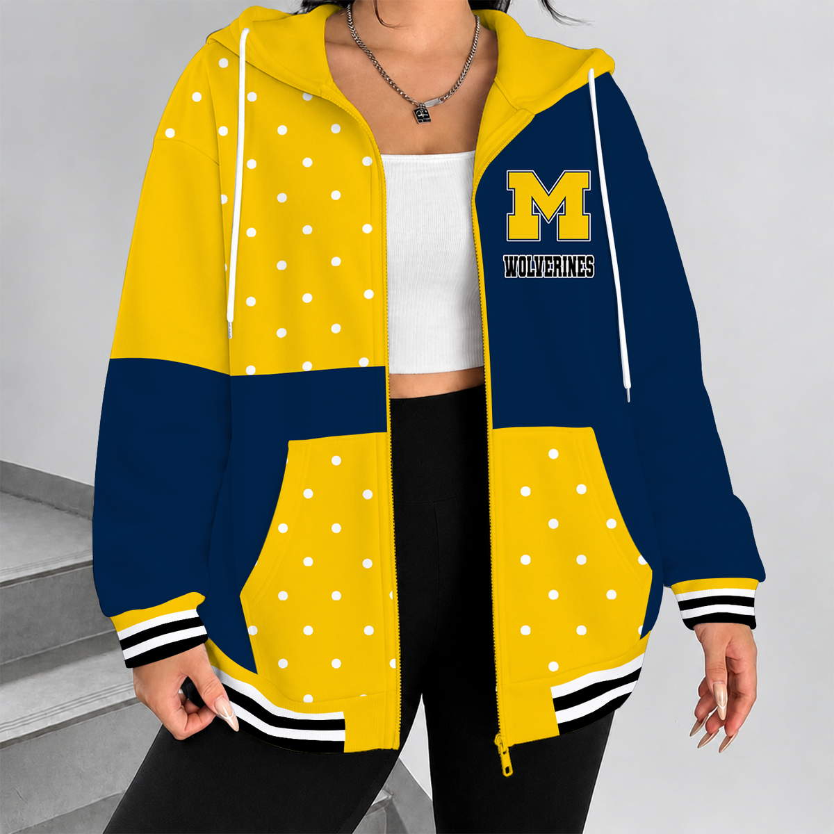 [MEGA SALE] MAKE IT PERSONAL NCAA FBS03 MIW MICHIGAN WOLVERINES ZIP HOODIE