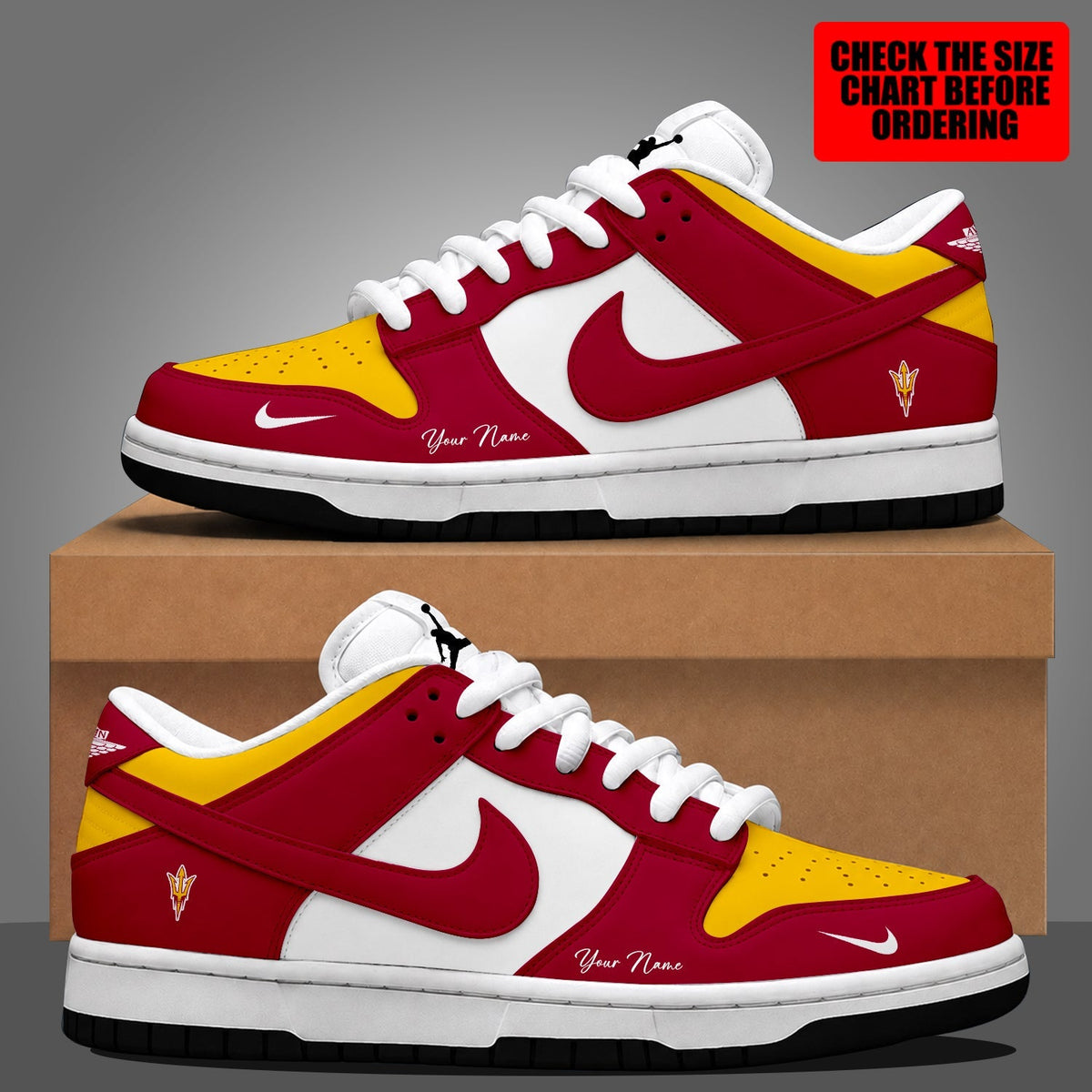 [MEGA SALE] MAKE IT PERSONAL NCAA FBS04 ASS ARIZONA STATE SUN DEVILS DUNK LOW SHOES