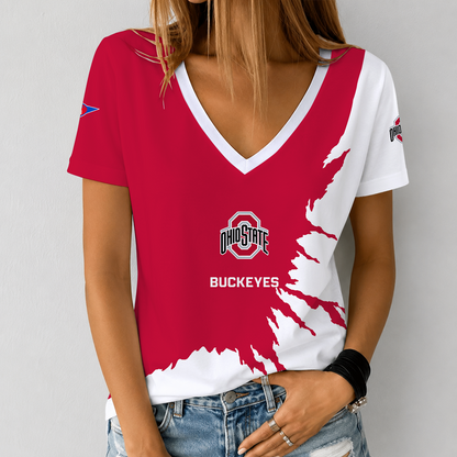 [MEGA SALE] MAKE IT PERSONAL NCAA FBS05 OSB OHIO STATE BUCKEYES V-NECK FEMALE SHIRT