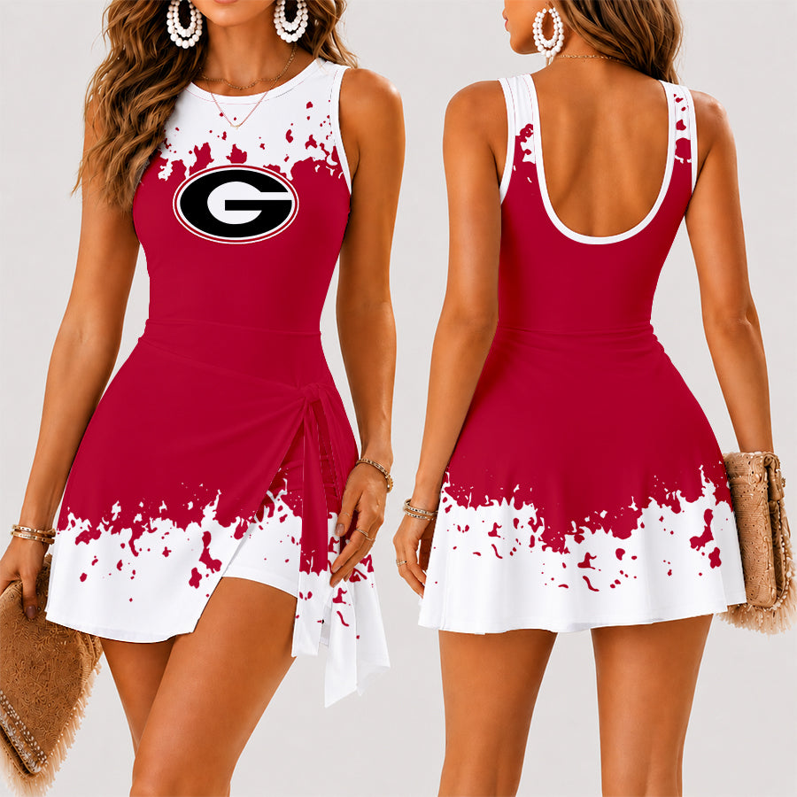 [MEGA SALE] MAKE IT PERSONAL NCAA FBS06 GEB GEORGIA BULLDOGS WOMEN'S SUMMER SKORT DRESS