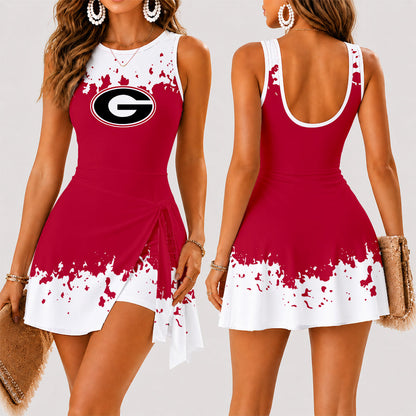 [MEGA SALE] MAKE IT PERSONAL NCAA FBS06 GEB GEORGIA BULLDOGS WOMEN'S SUMMER SKORT DRESS