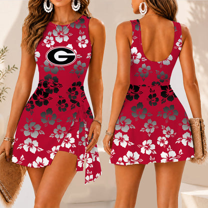 [MEGA SALE] MAKE IT PERSONAL NCAA FBS06 GEB GEORGIA BULLDOGS WOMEN'S SUMMER SKORT DRESS