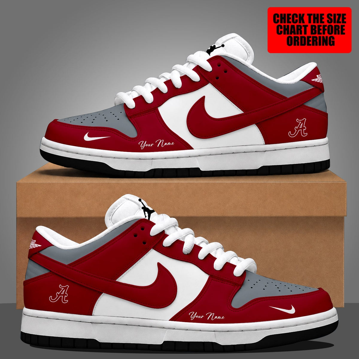 [MEGA SALE] MAKE IT PERSONAL NCAA FBS08 ABC ALABAMA CRIMSON TIDE DUNK LOW SHOES
