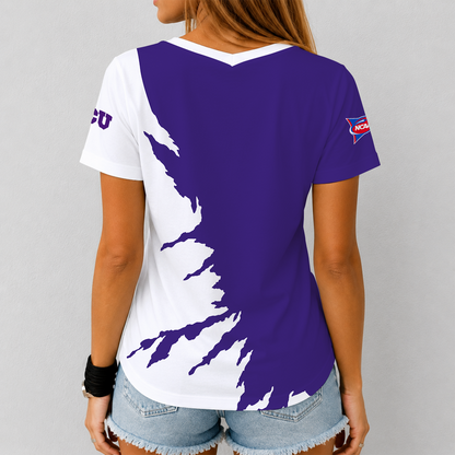 [MEGA SALE] MAKE IT PERSONAL NCAA FBS09 THF TCU HORNED FROGS V-NECK FEMALE SHIRT