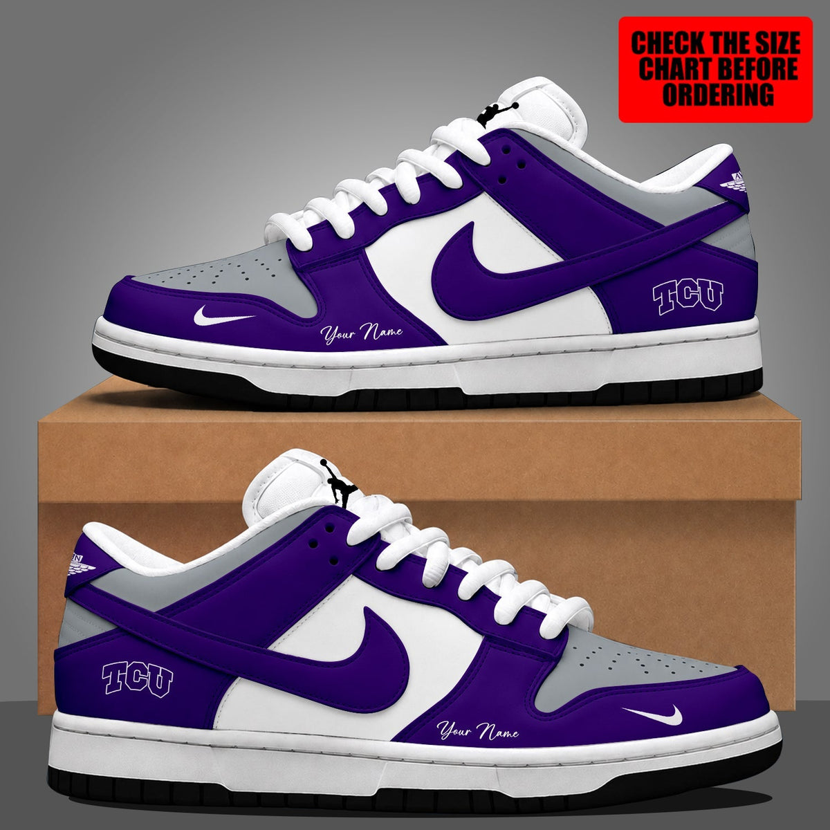 [MEGA SALE] MAKE IT PERSONAL NCAA FBS09 THF TCU HORNED FROGS DUNK LOW SHOES