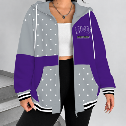 [MEGA SALE] MAKE IT PERSONAL NCAA FBS09 THF TCU HORNED FROGS ZIP HOODIE