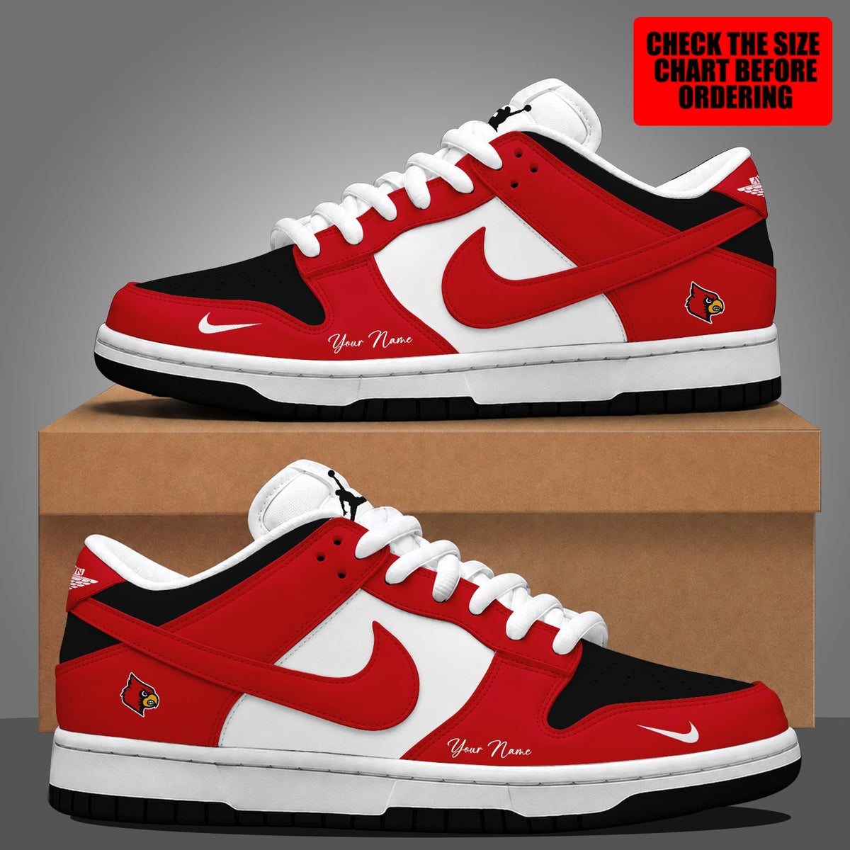 [MEGA SALE] MAKE IT PERSONAL NCAA FBS10 ULC LOUISVILLE CARDINALS DUNK LOW SHOES