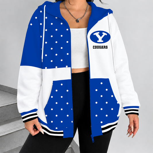 [MEGA SALE] MAKE IT PERSONAL NCAA FBS11 BYU BYU COUGARS ZIP HOODIE