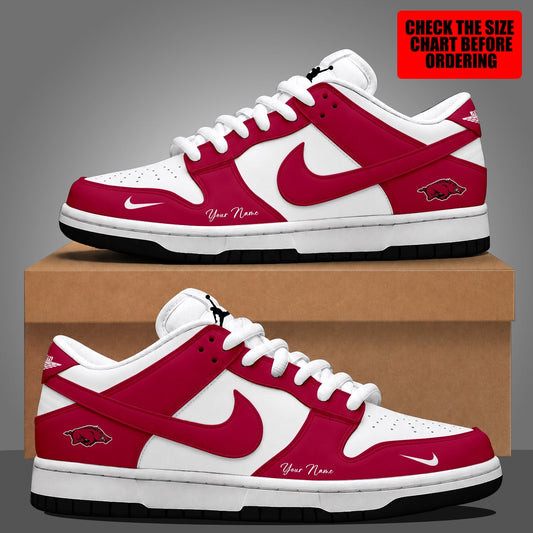 [MEGA SALE] MAKE IT PERSONAL NCAA FBS12 AKR ARKANSAS RAZORBACKS DUNK LOW SHOES