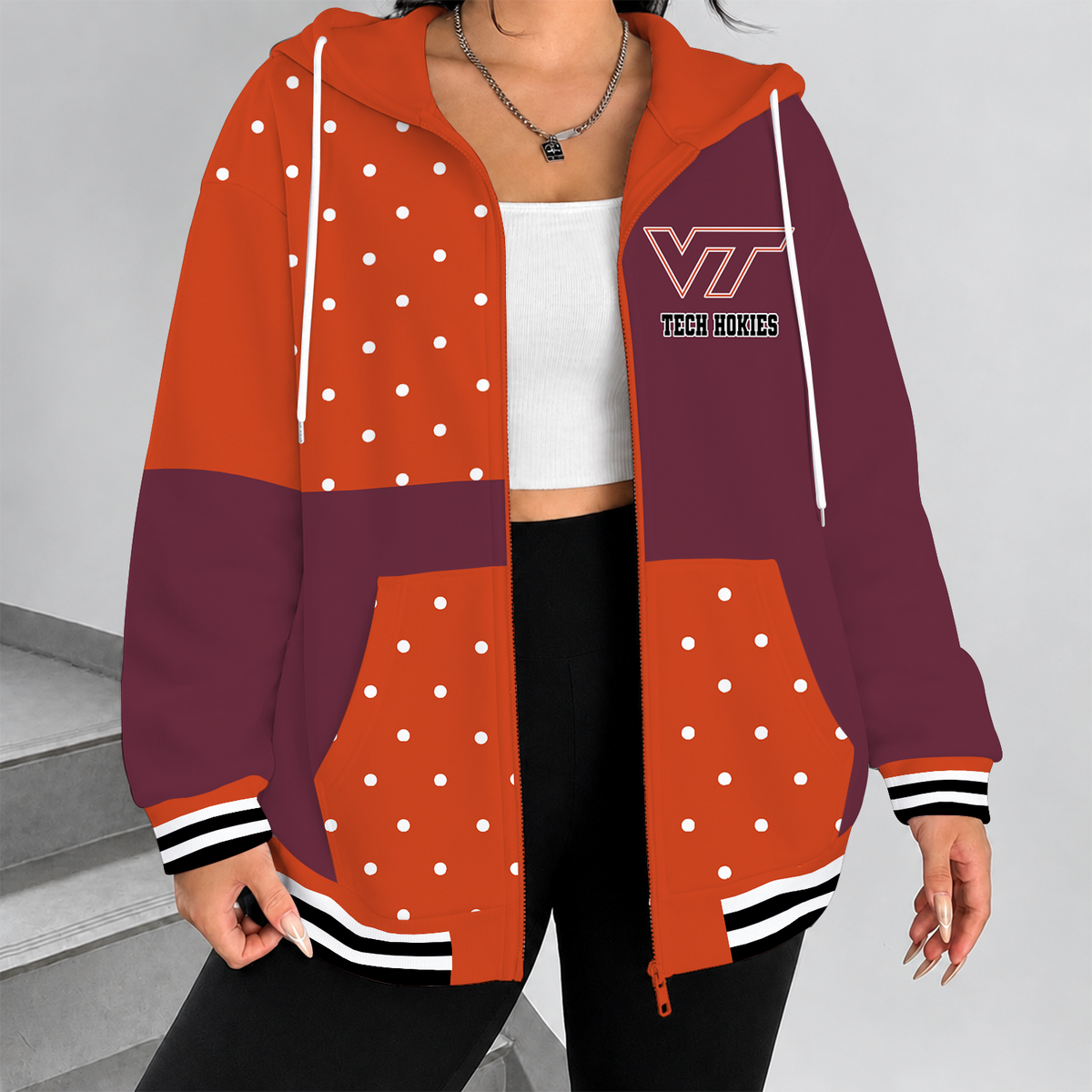 [MEGA SALE] MAKE IT PERSONAL NCAA FBS15 VTH VIRGINIA TECH HOKIES ZIP HOODIE