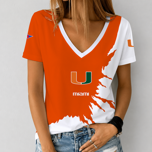 [MEGA SALE] MAKE IT PERSONAL NCAA FBS17 MIH MIAMI HURRICANES V-NECK FEMALE SHIRT