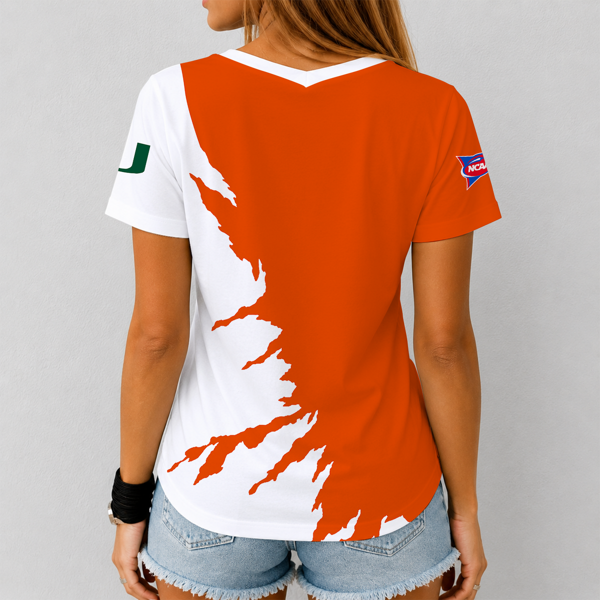 [MEGA SALE] MAKE IT PERSONAL NCAA FBS17 MIH MIAMI HURRICANES V-NECK FEMALE SHIRT