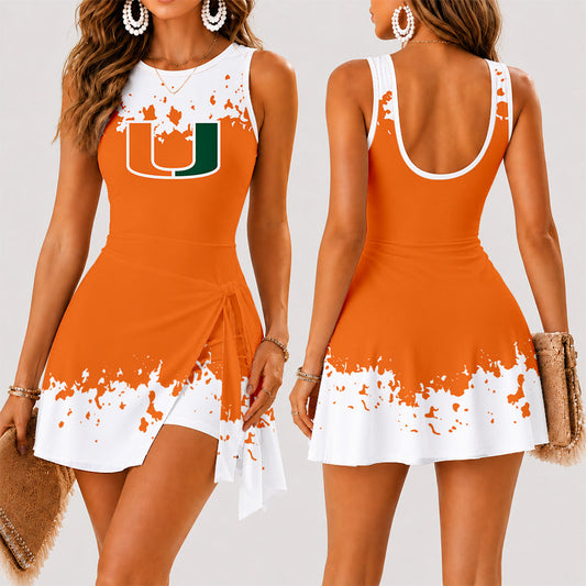 [MEGA SALE] MAKE IT PERSONAL NCAA FBS17 MIH MIAMI HURRICANES WOMEN'S SUMMER SKORT DRESS