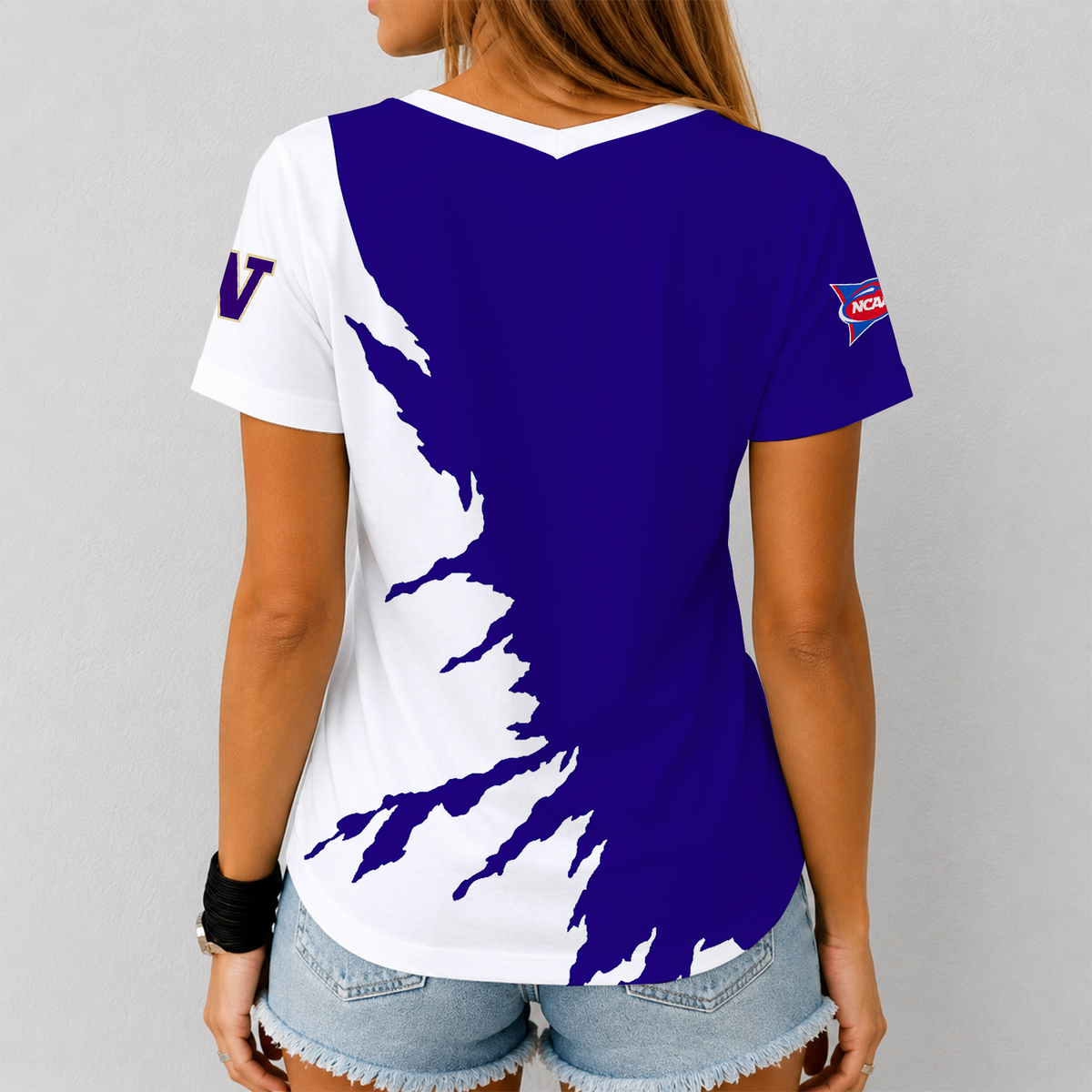 [MEGA SALE] MAKE IT PERSONAL NCAA FBS19 WSH WASHINGTON HUSKIES V-NECK FEMALE SHIRT