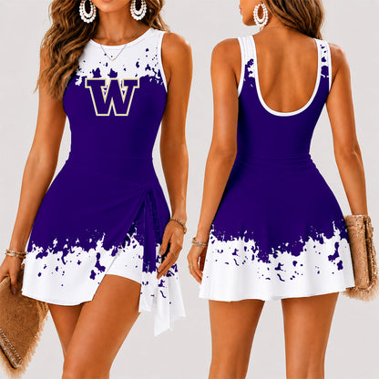 [MEGA SALE] MAKE IT PERSONAL NCAA FBS19 WSH WASHINGTON HUSKIES WOMEN'S SUMMER SKORT DRESS