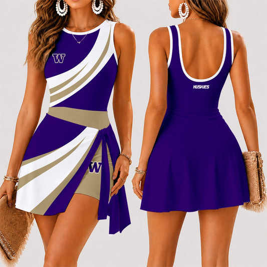 [MEGA SALE] MAKE IT PERSONAL NCAA FBS19 WSH WASHINGTON HUSKIES WOMEN'S SUMMER SKORT DRESS