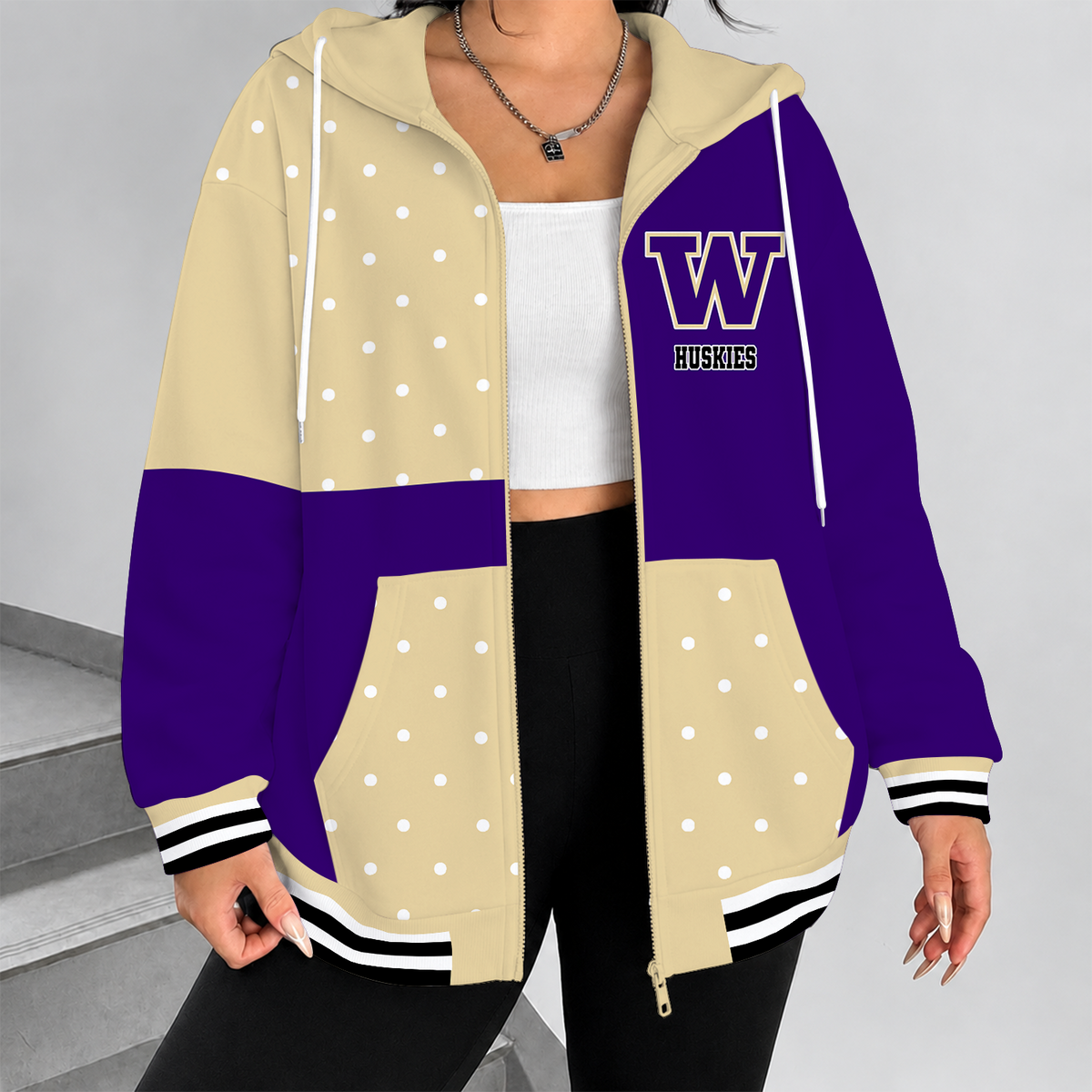 [MEGA SALE] MAKE IT PERSONAL NCAA FBS19 WSH WASHINGTON HUSKIES ZIP HOODIE