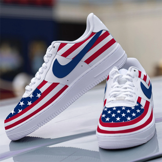 LIMITED EDITION - NEW CUSTOMIZED | CLASSIC USA FLAG STARS & STRIPES SNEAKERS