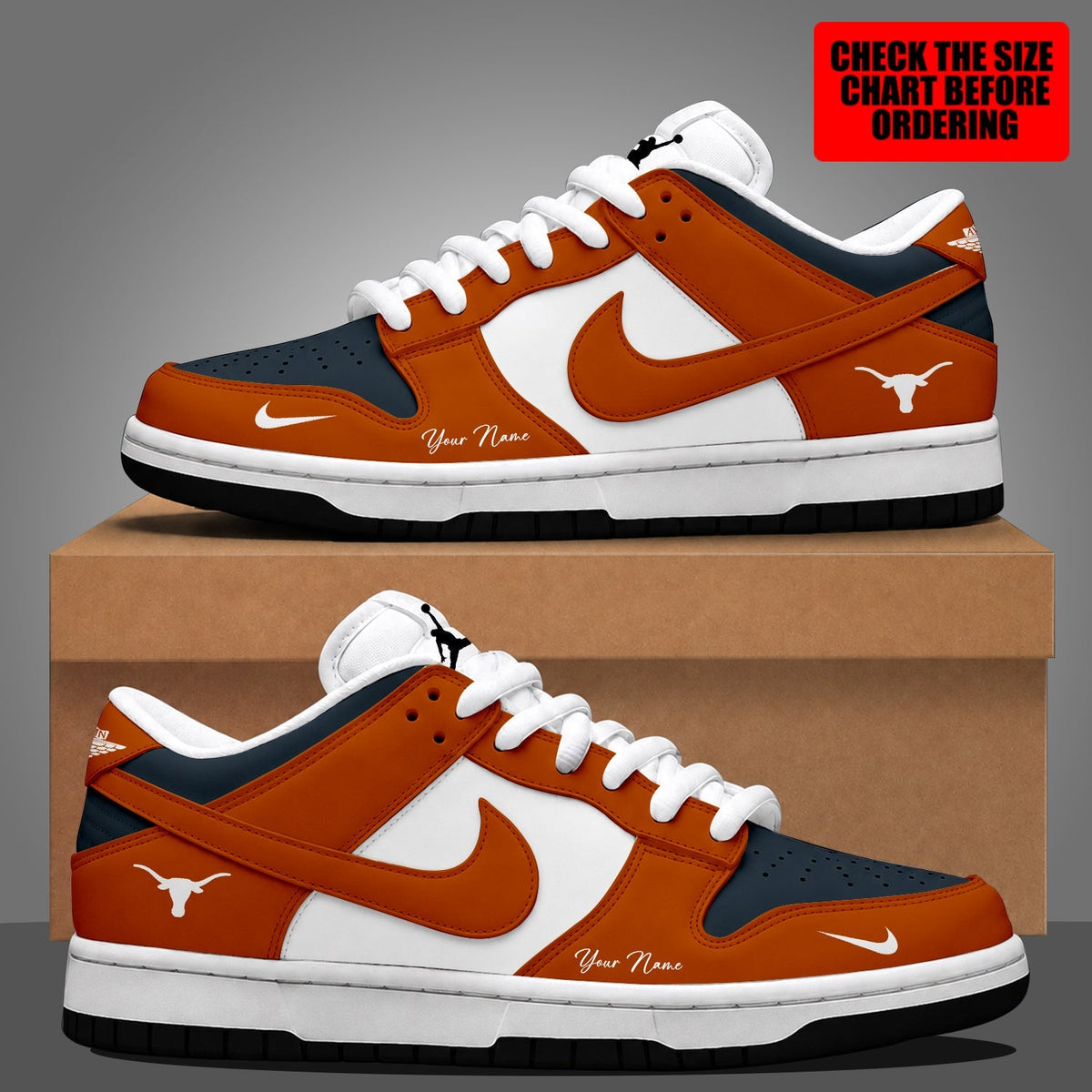 [MEGA SALE] MAKE IT PERSONAL NCAA FBS22 TXL TEXAS LONGHORNS DUNK LOW SHOES