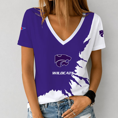 [MEGA SALE] MAKE IT PERSONAL NCAA FBS24 KSW KANSAS STATE WILDCATS V-NECK FEMALE SHIRT