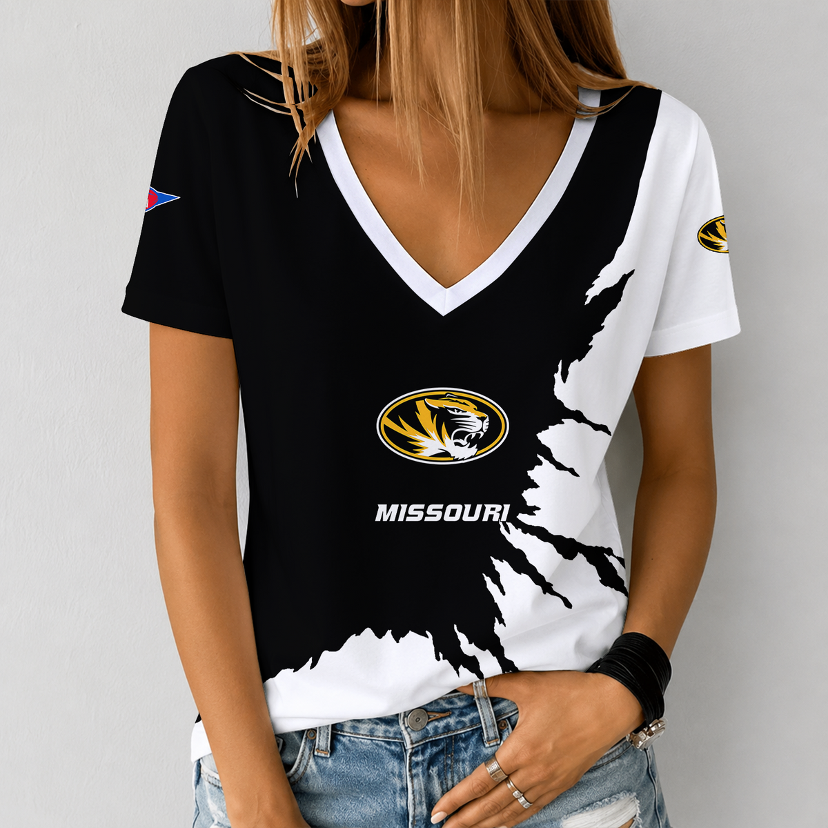 [MEGA SALE] MAKE IT PERSONAL NCAA FBS26 MST MISSOURI TIGERS V-NECK FEMALE SHIRT