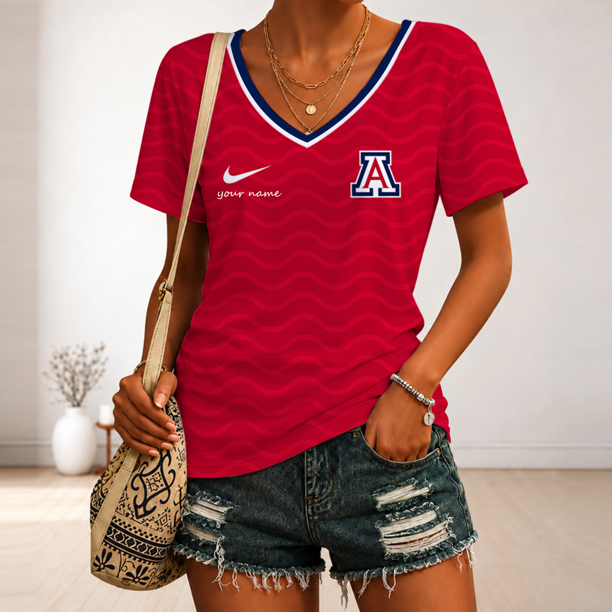 [MEGA SALE] MAKE IT PERSONAL NCAA FBS27 ARW ARIZONA WILDCATS V-NECK FEMALE SHIRT