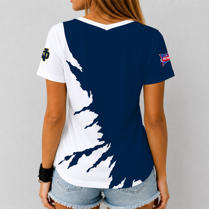 [MEGA SALE] MAKE IT PERSONAL NCAA FBS28 NFI NOTRE DAME FIGHTING IRISH V-NECK FEMALE SHIRT