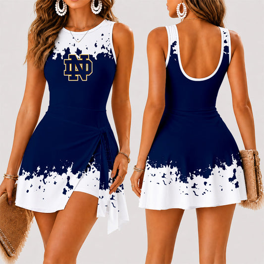 [MEGA SALE] MAKE IT PERSONAL NCAA FBS28 NFI NOTRE DAME FIGHTING IRISH WOMEN'S SUMMER SKORT DRESS