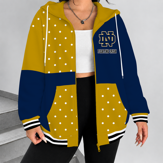 [MEGA SALE] MAKE IT PERSONAL NCAA FBS28 NFI NOTRE DAME FIGHTING IRISH ZIP HOODIE