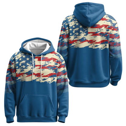 Faded Blue USA Flag 3D Hoodie & Sweatshirt